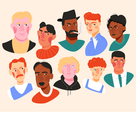 Adult male portraits vector