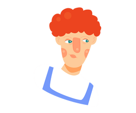 Cartoon redhead man in overalls portrait clipart