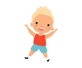 Blond baby boy jumping clipart