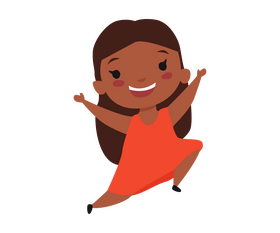 Smiling cute long haired black girl clipart