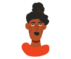 Afro American cartoon girl with dark hair clipart