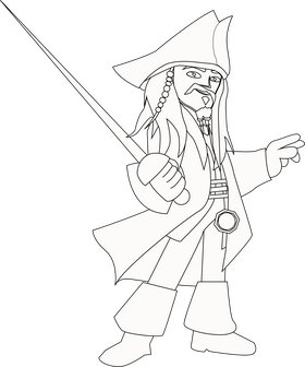 Jack Sparrow black and white clipart