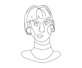 Cartoon pink bob hairstyle black and white clipart