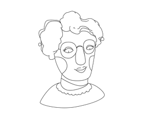 Old woman portrait drawing black and white clipart