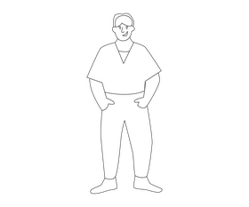 Man in T shirt black and white clipart