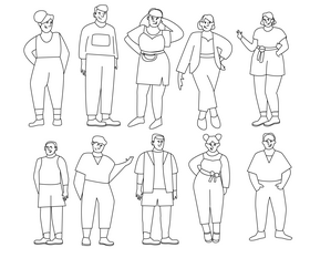 People standing black and white vector