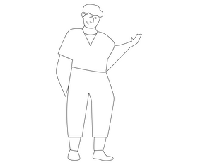 African American man in T shirt black and white clipart