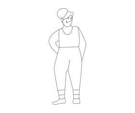 Cartoon woman standing black and white clipart