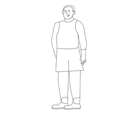 Boy in shirt standing black and white clipart