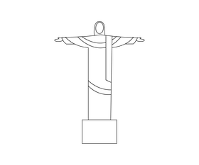 Christ the Redeemer, Rio de Janeiro, Brazil black and white clipart