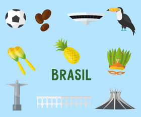 Attractions in Brazil, Brazilian carnival icons vector