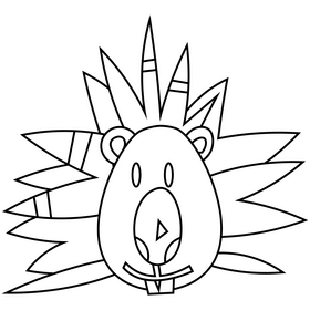 Cute porcupine head black and white clipart