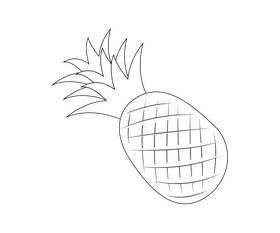 Cartoon pineapple black and white clipart