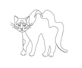 Cute cartoon cat black and white clipart