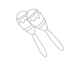 Cartoon Brazilian maracas black and white clipart