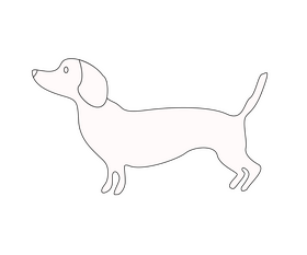 Dachshund dog cartoon black and white clipart