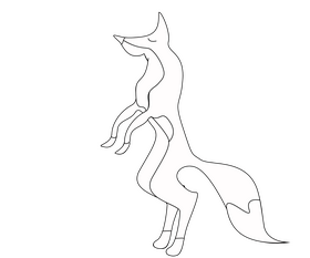 Fox standing on two legs black and white clipart