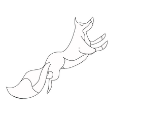 Cartoon fox black and white clipart