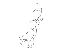 Fox falling black and white clipart