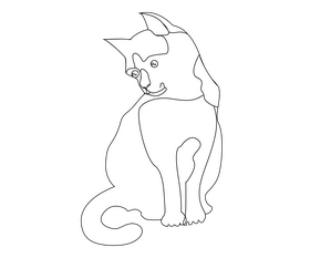 Cartoon cat black and white clipart