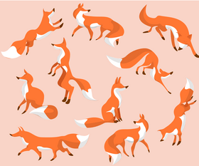 Cute red foxes vector
