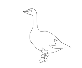 Cartoon goose black and white clipart