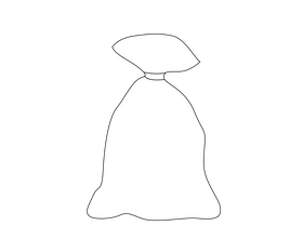 Santa bag black and white clipart