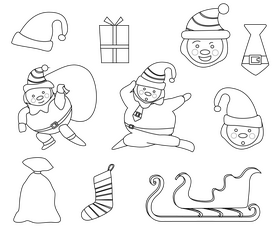 Christmas, Santa Claus black and white vector