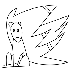 Porcupine animal sitting black and white clipart