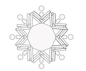 Snowflake cartoon black and white clipart