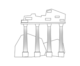 Agora Open Air Museum, Izmir, Turkey black and white clipart