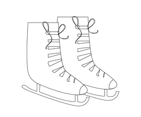 Ice skates illustration black and white clipart