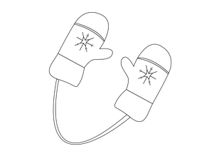 Cartoon winter gloves black and white clipart