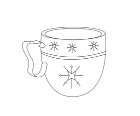 Winter mug black and white clipart