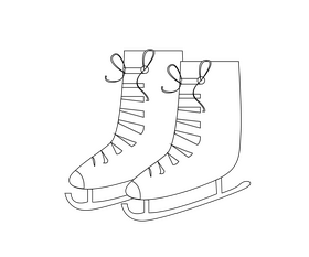 Cartoon ice skates black and white clipart