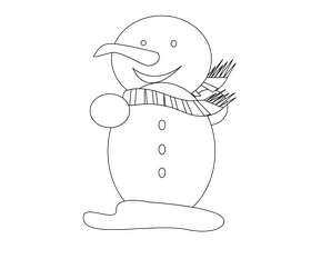 Snowman black and white clipart