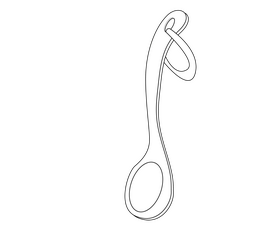 Russian bath ladle black and white clipart