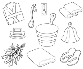 Russian bath sauna black and white vector