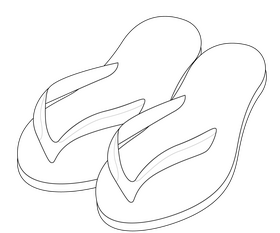 Bath flip flops black and white clipart