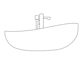 Cartoon bathtub black and white clipart