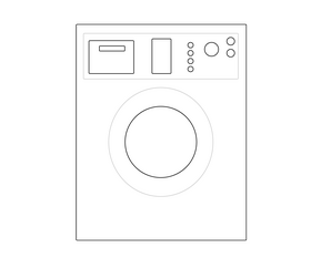 Cartoon washing machine black and white clipart