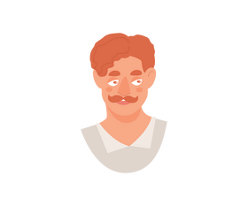 Elderly businessman face with mustache clipart