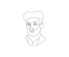 Cartoon business man portrait with beard black and white clipart