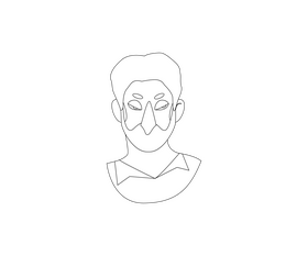 Mysterious man with beard drawing black and white clipart