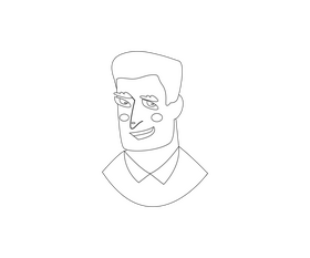 Cartoon man smiles black and white clipart