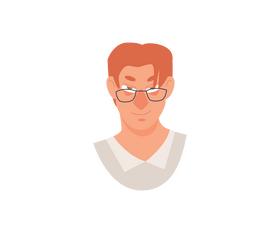 Redhead cartoon man with glasses clipart