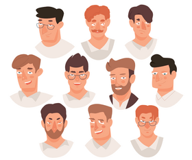 Businessman portraits, men faces vector