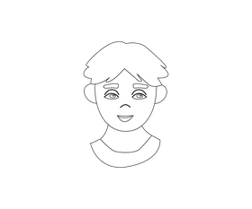 Cute boy face black and white clipart