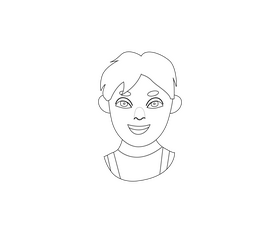 Smiling cute cartoon boy black and white clipart