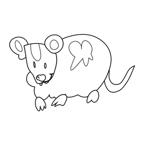 Possum drawing black and white clipart